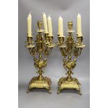 A pair of ormolu five light candelabra,49cms high