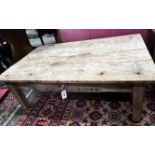 A rectangular provincial pine and oak coffee table, width 120cm, depth 74cm, height 39cm