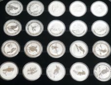 An Australian kookaburra 20th edition silver bullion 20 coin set