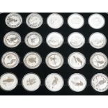 An Australian kookaburra 20th edition silver bullion 20 coin set