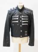 A gentleman's Alexander Hi-Tech padded leather bomber jacket with rivetted steel appliques and