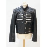 A gentleman's Alexander Hi-Tech padded leather bomber jacket with rivetted steel appliques and