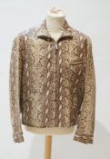 A gentleman's John Richmond snakeskin effect leather jacket, size medium