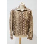 A gentleman's John Richmond snakeskin effect leather jacket, size medium