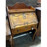 An early 20th century French mahogany lady's bureau, width 67cm, depth 43cm, height 120cm