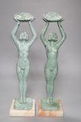 A pair of Art Deco bronzed metal figures stamped ‘Limousin’, 37cm