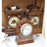 Three late 19th century mantel clocks, tallest 40cm