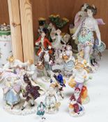 A mixed selection of 20th century porcelain figures, tallest 27cm