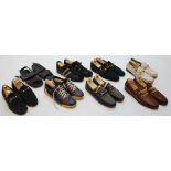 Eight pairs of Gucci gentleman's shoes; cream leather loafer with snaffle, size 9tan sim.
