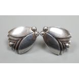 A pair of Georg Jensen sterling ear clips, design no. 106, 20mm.