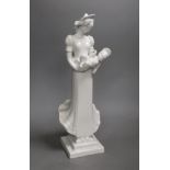 A Herend blanc de chine model of Madonna and child, height 36cm