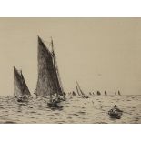 William Lionel Wyllie (1851-1931), drypoint etching, 'Fishing boats, Hamilton Bank', signed in