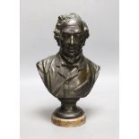 A 19th century cast bronze bust of Disraeli, 30cms high