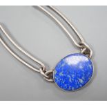 A Niels Eric From Danish 925 sterling and lapis lazuli set necklace, 38cm, gross 55.2 grams.