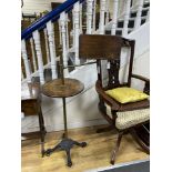 A late Victorian brass, oak and cast iron adjustable reading table
