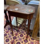 A George III octagonal mahogany work table, width 48cm, depth 37cm, height 78cm