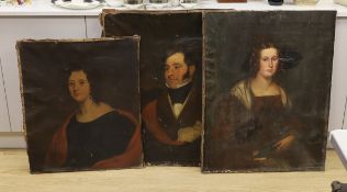 Early 19th century English School, pair of oils on canvas, Portraits of a lady and gentleman of