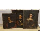 Early 19th century English School, pair of oils on canvas, Portraits of a lady and gentleman of
