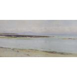 George Cockram (1861-1950), watercolour, Coastal landscape with gulls, signed, 27 x 55cm