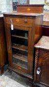 An Edwardian inlaid mahogany sheet music cabinet, width 53cm, depth 37cm, height 120cm