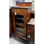 An Edwardian inlaid mahogany sheet music cabinet, width 53cm, depth 37cm, height 120cm