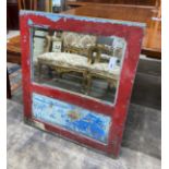 An Indian painted hardwood wall mirror, width 75cm height 86cm