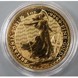 A QEII 2021 1oz gold Britannia £100 coin.