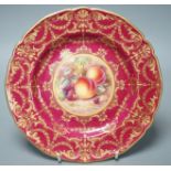 A Royal Worcester fruit painted cabinet plate, by J.S.Kerret, 22cms diameter