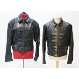 Two gentleman's Calugi e Giannelli black leather bomber jackets, Italian size 52 (UK 48) and 50 (