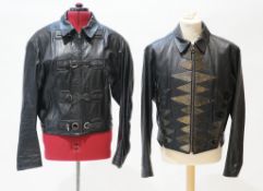 Two gentleman's Calugi e Giannelli black leather bomber jackets, Italian size 52 (UK 48) and 50 (