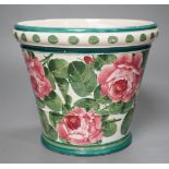 A Wemyss cabbage rose pattern flower pot (cracked), 17cm high