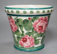A Wemyss cabbage rose pattern flower pot (cracked), 17cm high