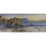 William Earp, watercolour, Wreckers along the coast, signed, 22 x 53cm