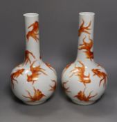 A pair of Chinese ‘goldfish’ bottle vases, 35cm