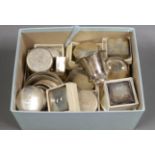 A group of twenty nine assorted modern mainly Greek white metal pill boxes, dishes etc. largest dish