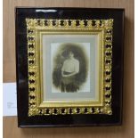 A photographic print of a Victorian lady in ornate gilt frame, 51 x 46cm overall