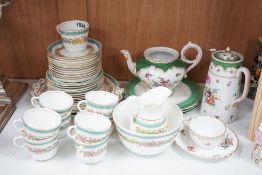 Mixed tea wares to include Nymphenburg, Dresden and a Victorian floral decorated bone china tea set