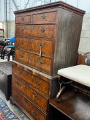 A George III banded burr elm tallboy, width 100cm, depth 53cm, height 168cm