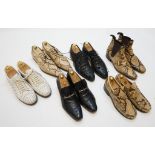 Six pairs of gentleman's Patrick Cox shoes; snakeskin shoes, size 9snakeskin boots, size 9cut