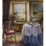 Kate Davie, watercolour, Cottage interior, signed, 42 x 37cm