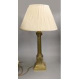 A brass Corinthian column table lamp