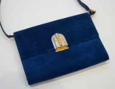 A vintage Gucci Boutique blue suede handbag 22cm.