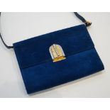 A vintage Gucci Boutique blue suede handbag 22cm.