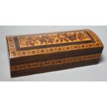 A late 19th century Tunbridge ware rosewood and mosaic dome top glove box, 23cm wide