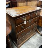 A George III mahogany banded oak chest of drawers, width 81cm, depth 49cm, height 92cm