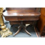 A Regency rosewood D shaped folding tea table, width 91cm, depth 45cm, height 72cm