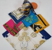 Six Hermes silk scarves