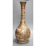 A large Japanese Satsuma pottery bottle vase, Meiji period, 47cm