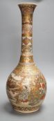 A large Japanese Satsuma pottery bottle vase, Meiji period, 47cm