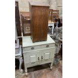 An eau de nil painted beech side cabinet, width 71cm